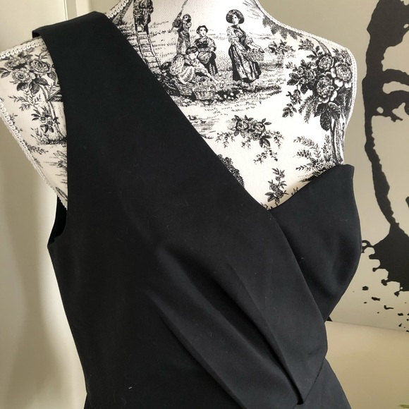 SABA Matte Black One Shoulder Top Glam Peplum Cotton Fit&Flare Lined Size 12 NWT - Picture 7 of 16